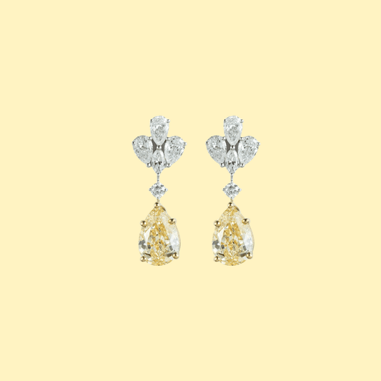 Yellow Pear Diamond Drop Earrings - ETERNAL JEWEL
