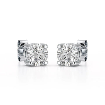Single-stone diamond stud earrings offer timeless sophistication and versatility. - ETERNA JEWELS