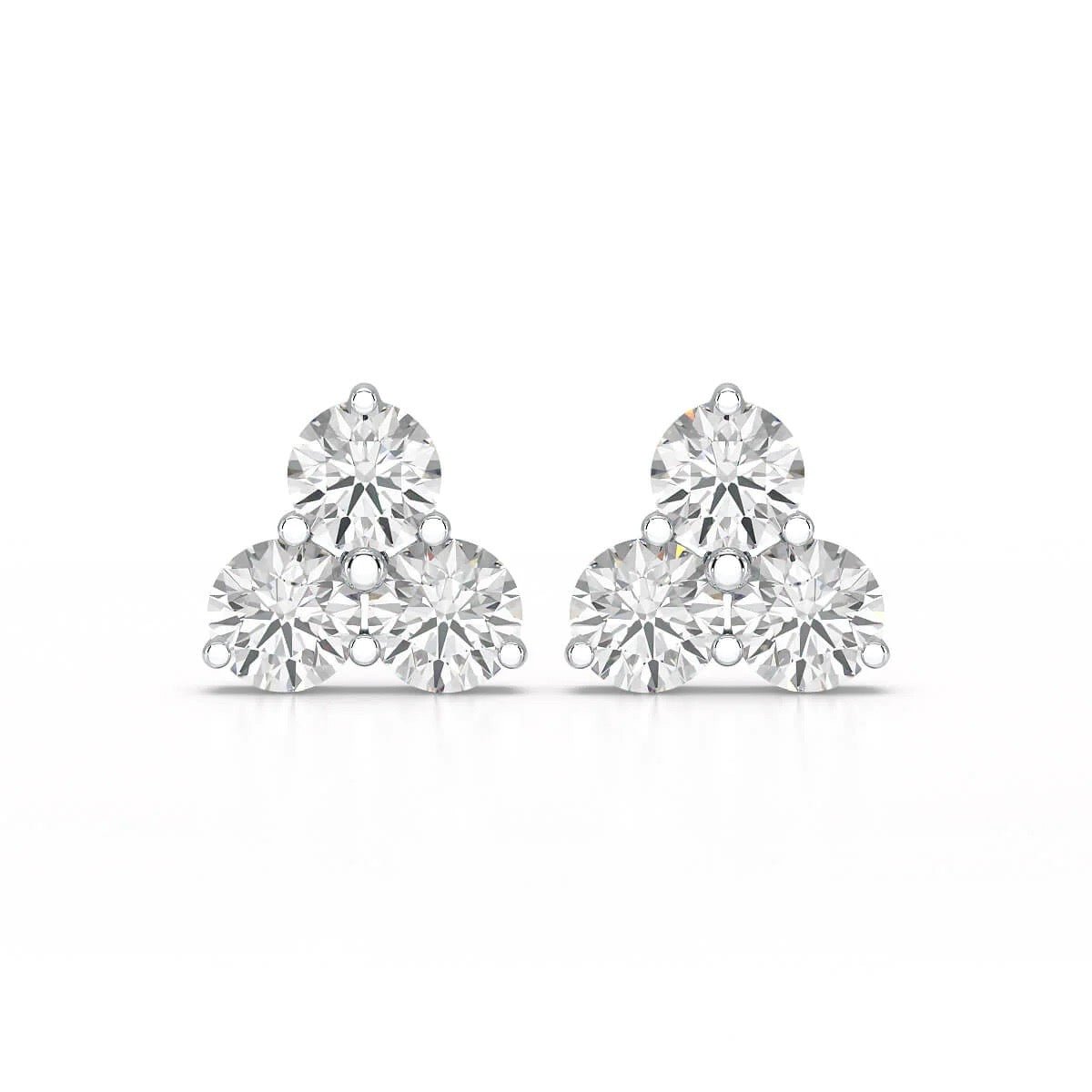 Three Stone Round Diamond Earring set in a classic and versatile design - ETERNA JEWELS