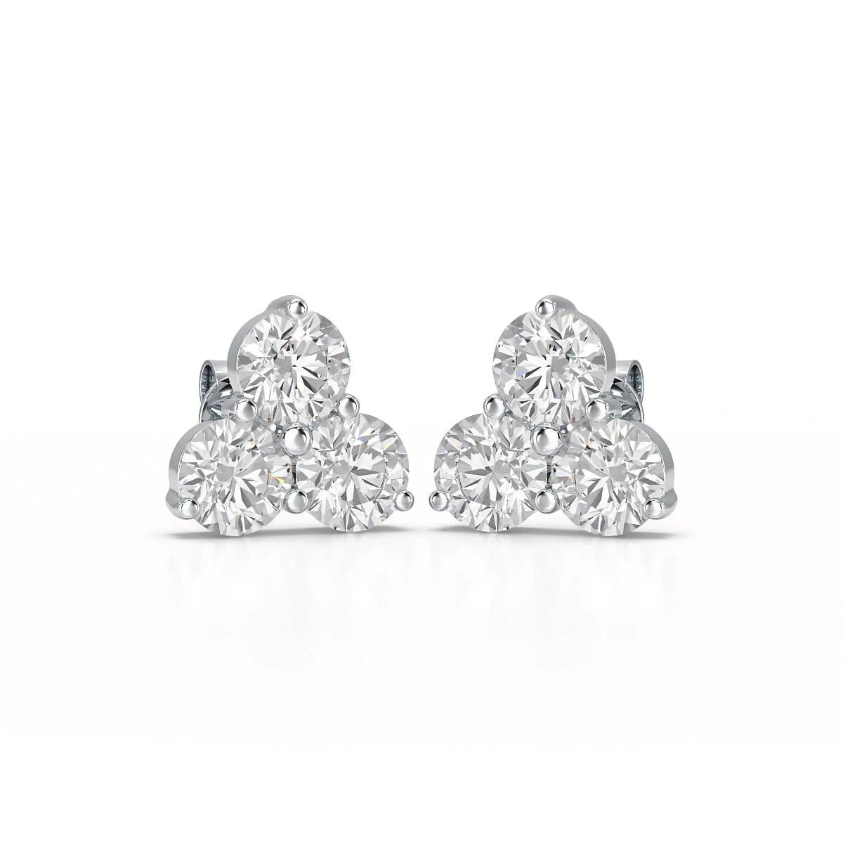 Three Stone Round Diamond Earring set in a classic and versatile design - ETERNA JEWELS