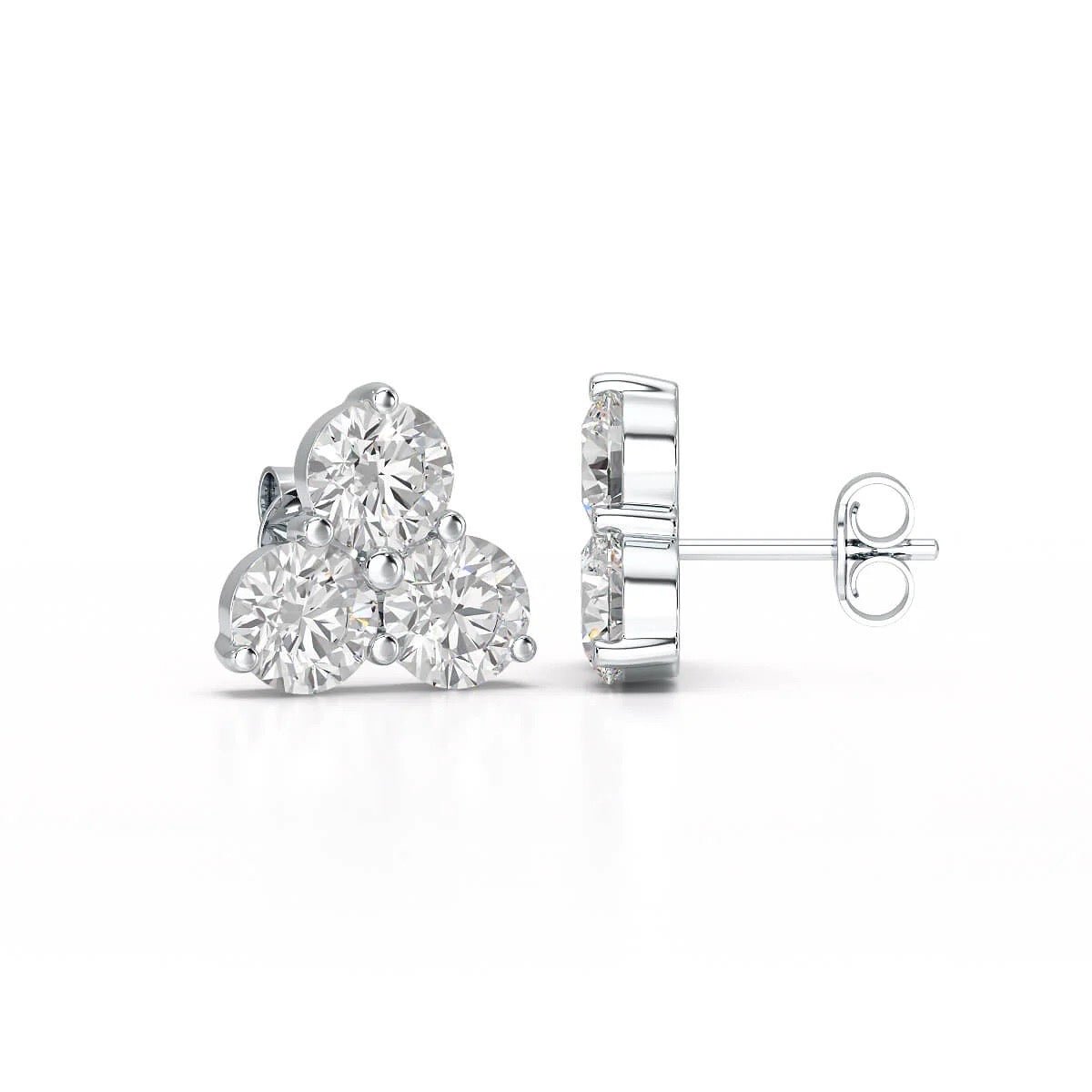 Three Stone Round Diamond Earring set in a classic and versatile design - ETERNA JEWELS