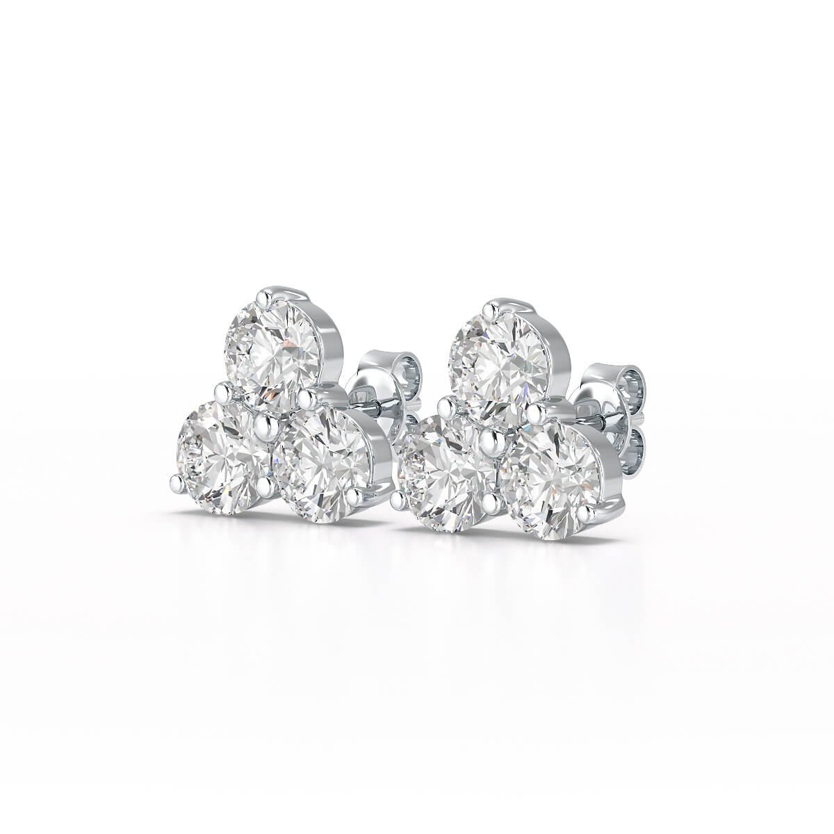 Three Stone Round Diamond Earring set in a classic and versatile design - ETERNA JEWELS